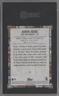 Aaron Judge from the 2020 Topps Archives set graded by SGC and given an overall grade of 10.