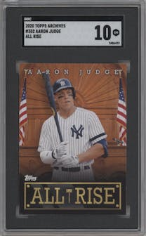 Aaron Judge from the 2020 Topps Archives set graded by SGC and given an overall grade of 10.