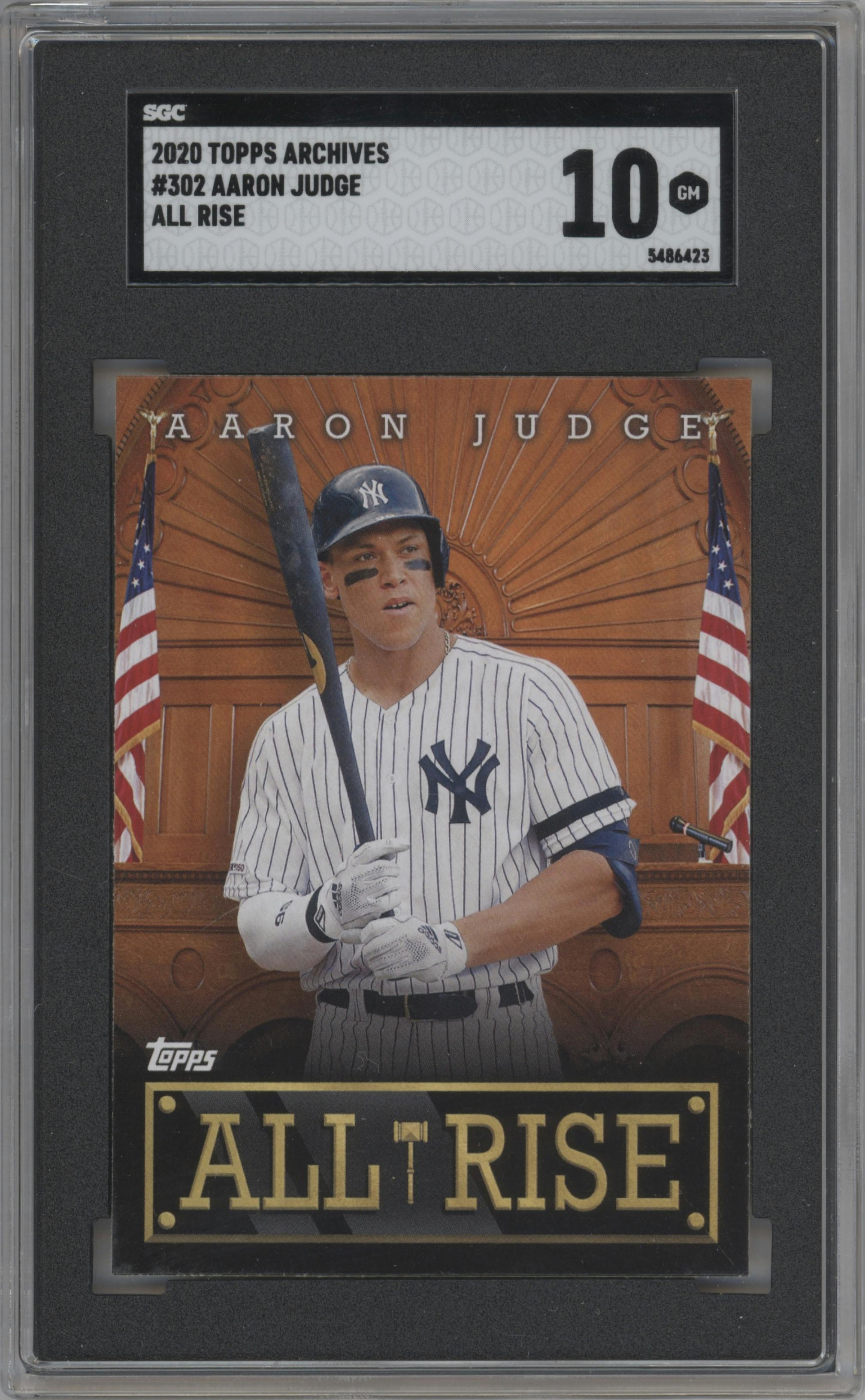 Aaron Judge from the 2020 Topps Archives set graded by SGC and given an overall grade of 10.