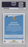 Justin Jefferson from the 2020 Panini Donruss Optic set featuring a Blue Scope parallel graded by PSA and given an overall grade of 10.