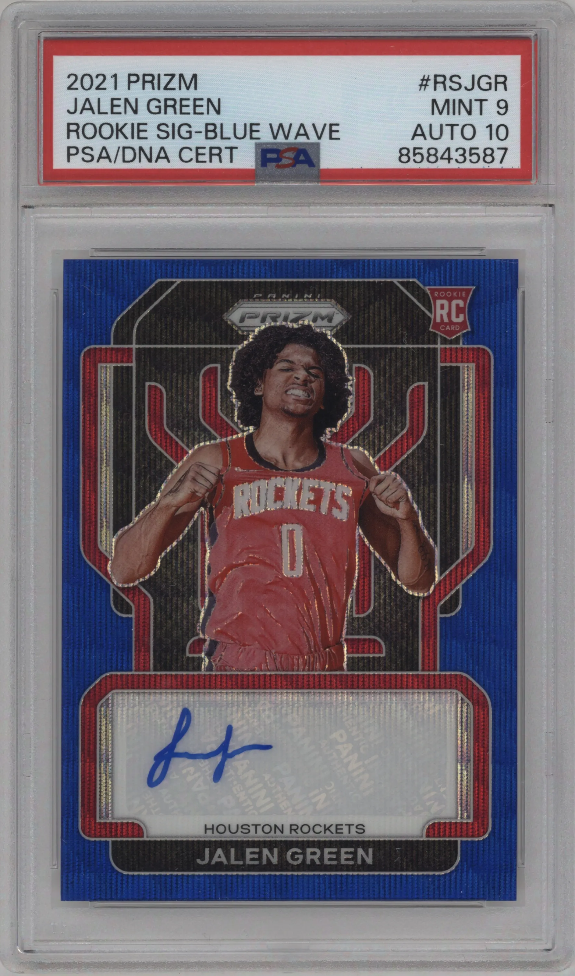 2021 Panini Prizm Rke.Sig. Jalen Green Blue Wave PSA 9
