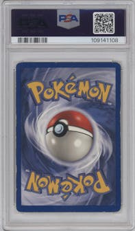 Vaporeon from the 1999 Pokemon set graded by PSA and given an overall grade of 5.