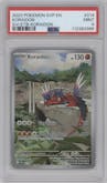 Koraidon from the 2023 Pokemon SV set featuring a Scarlet & Violet Elite Trainer Box (Koraidon) parallel graded by PSA and given an overall grade of 9.