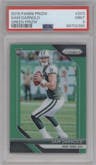 Sam Darnold from the 2018 Panini Prizm set featuring a Green  Prizm parallel graded by PSA and given an overall grade of 9.