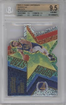 Stephen Curry from the 2020-21 Panini Contenders set graded by Beckett and given an overall grade of 9.5.