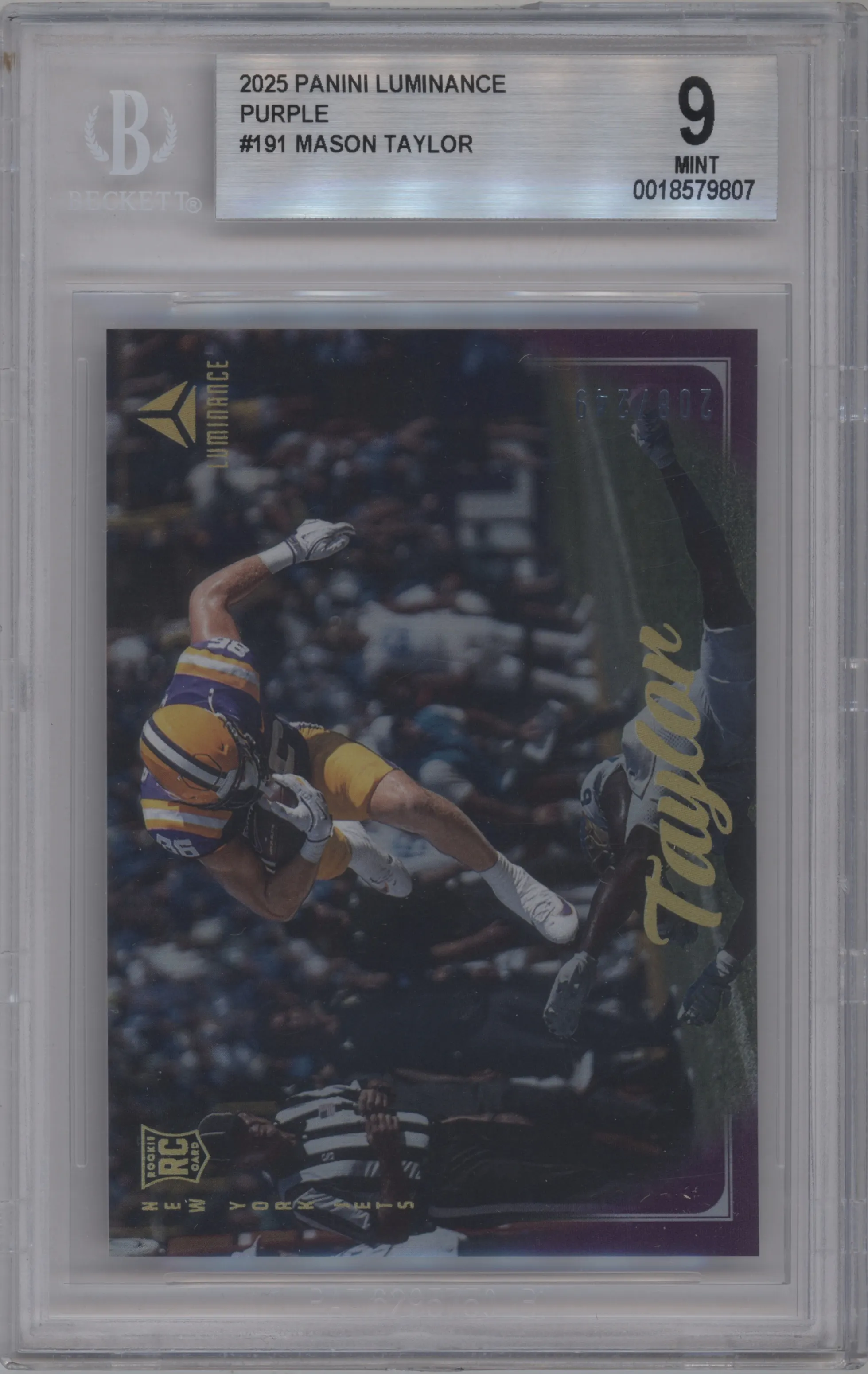 2025 Panini Luminance Mason Taylor Purple #191 BGS 9