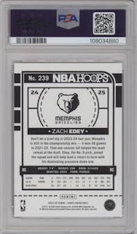 Zach Edey from the 2024-25 Panini NBA Hoops set featuring a Dragon Year parallel graded by PSA and given an overall grade of 10.