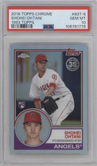 Shohei Ohtani from the 2018 Topps Chrome set graded by PSA and given an overall grade of 10.