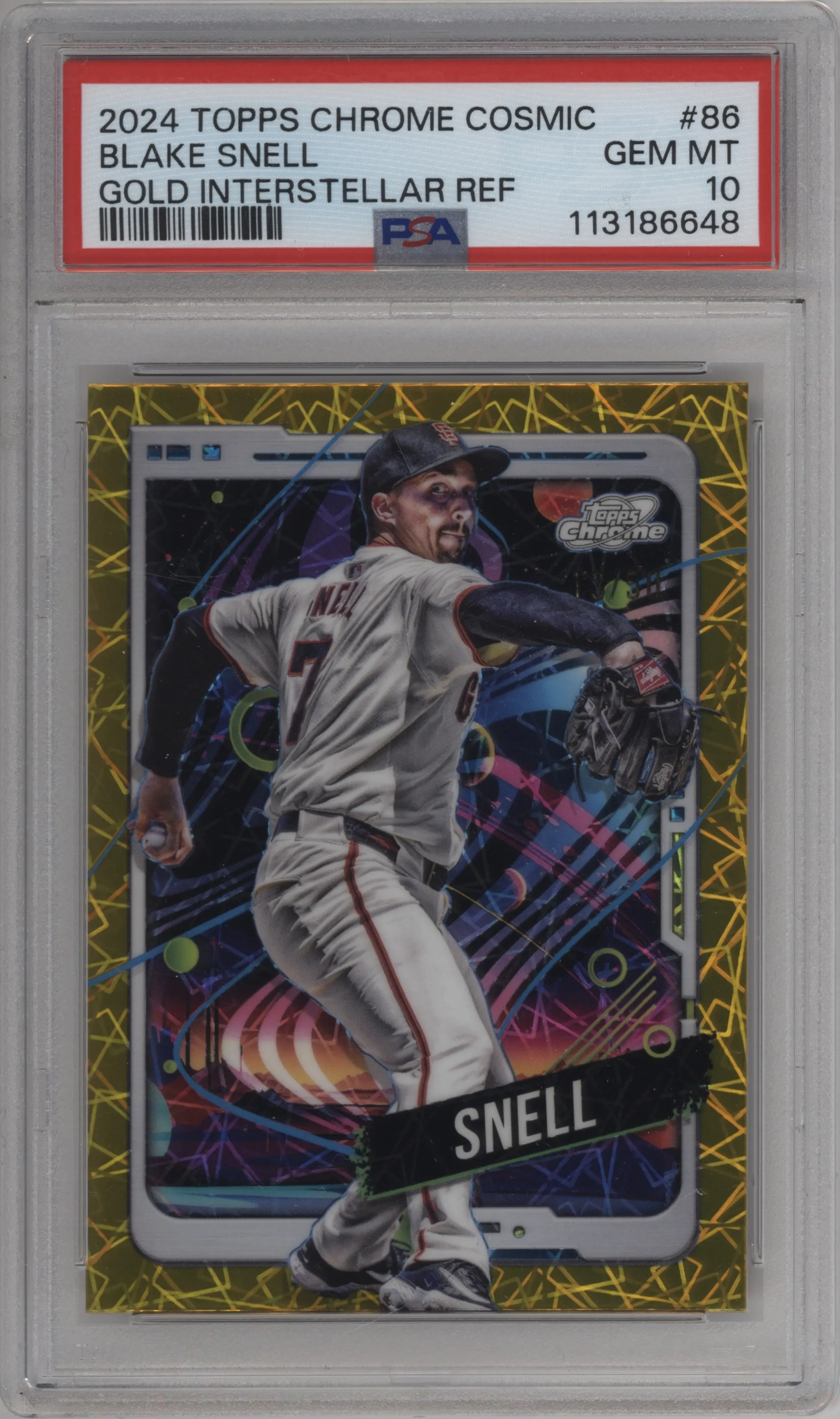 2024 Topps Cosmic Chrome Blake Snell Gold Interstellar Refractors PSA 10