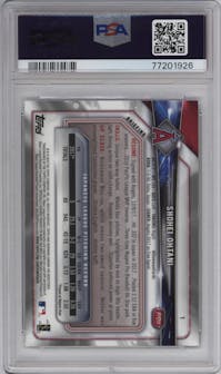 Shohei Ohtani from the 2018 Bowman Chrome set graded by PSA and given an overall grade of 10.