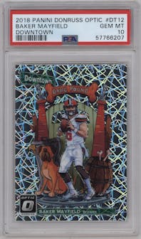 Baker Mayfield from the 2018 Panini Donruss Optic set graded by PSA and given an overall grade of 10.