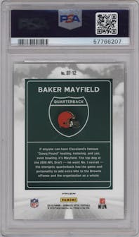 Baker Mayfield from the 2018 Panini Donruss Optic set graded by PSA and given an overall grade of 10.