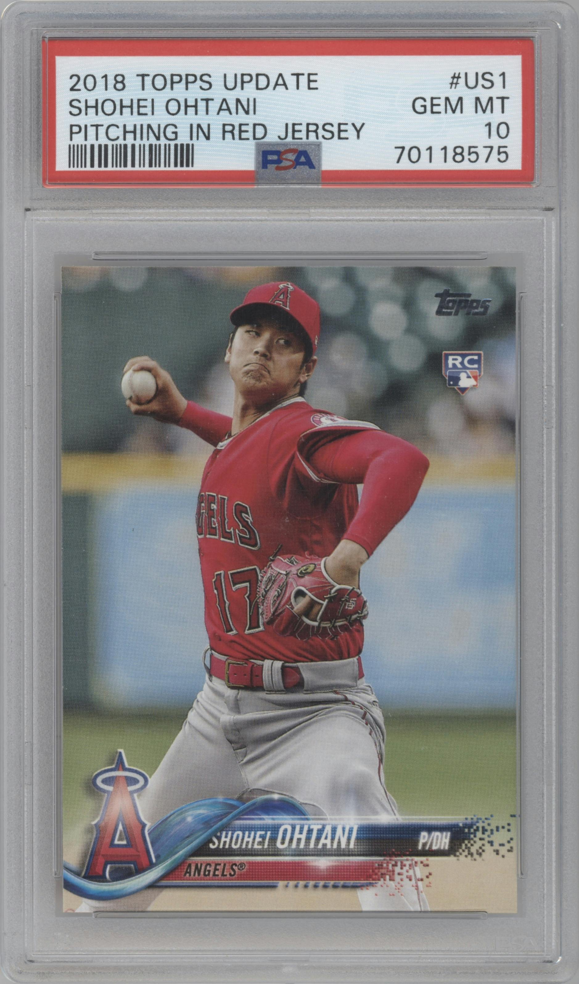 Shohei Ohtani from the 2018 Topps Update set graded by PSA and given an overall grade of 10.