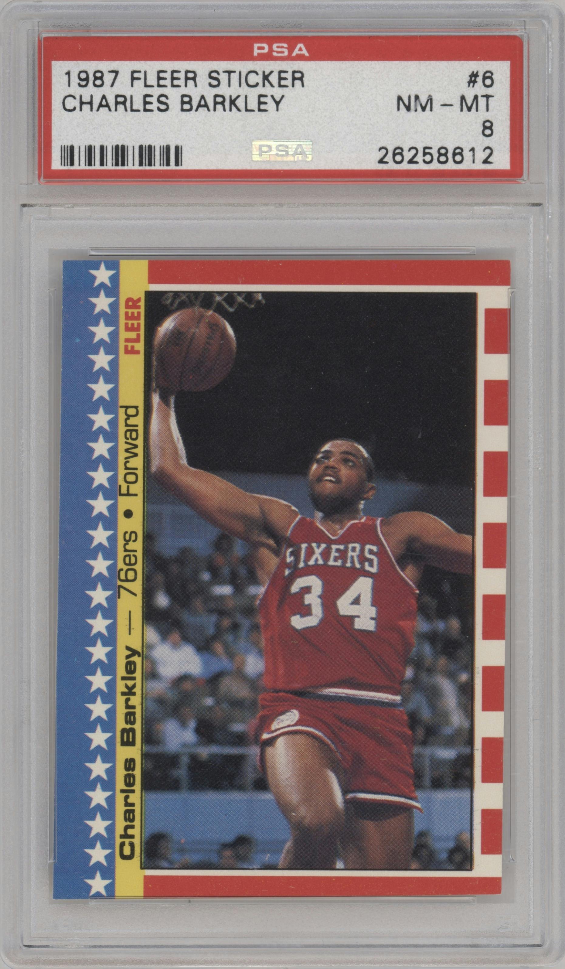 Charles Barkley from the 1987-88 Fleer set graded by PSA and given an overall grade of 8.