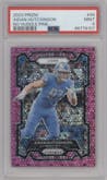Aidan Hutchinson  from the 2023 Panini Prizm set featuring a No Huddle Pink parallel graded by PSA and given an overall grade of 9.