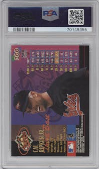 Cal Ripken Jr. from the 1998 Metal Universe set graded by PSA and given an overall grade of 9.