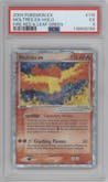 Moltres ex from the 2004 Pokemon EX set graded by PSA and given an overall grade of 5.