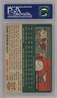 Henry Aaron from the 1954 Topps set graded by PSA and given an overall grade of 5.