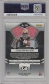 Christian Watson from the 2022 Panini Mosaic set featuring a Blue Sparkle parallel graded by PSA and given an overall grade of 10.