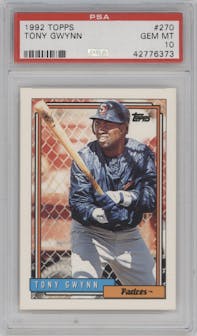Tony Gwynn from the 1992 Topps set graded by PSA and given an overall grade of 10.