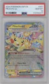 Pikachu ex from the 2024 Pokemon SV set graded by PSA and given an overall grade of 10.