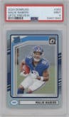Malik Nabers from the 2024 Donruss set featuring a Holo parallel graded by PSA and given an overall grade of 9.