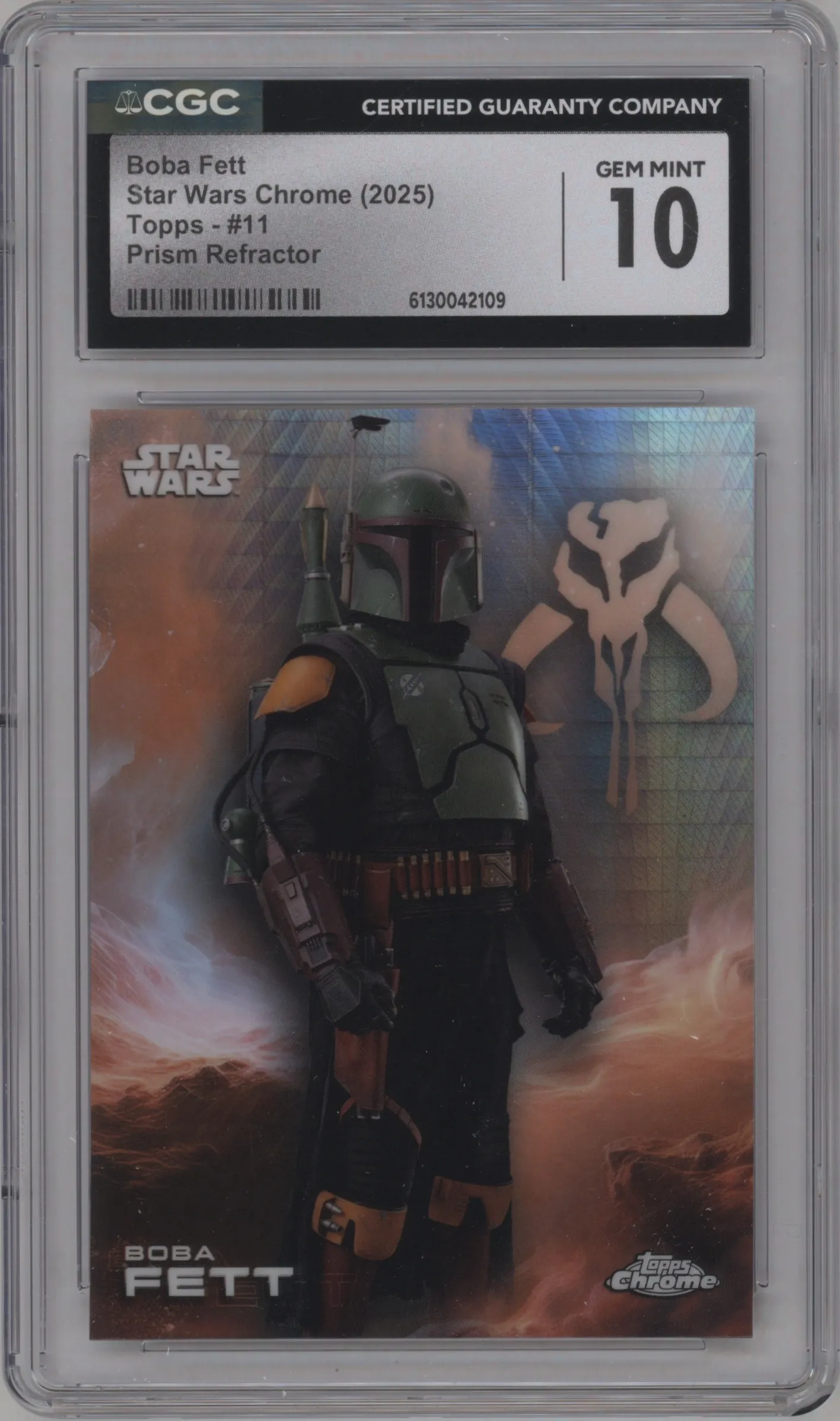 2025 Topps Chrome Star Wars Boba Fett Prism Refractor #11 CGC 10