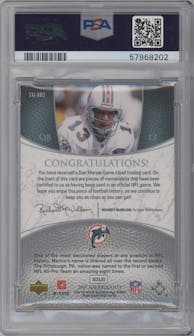 Dan Marino from the 2007 Upper Deck Exquisite Collection set featuring a Silver  parallel graded by PSA and given an overall grade of 7.