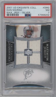 Dan Marino from the 2007 Upper Deck Exquisite Collection set featuring a Silver  parallel graded by PSA and given an overall grade of 7.