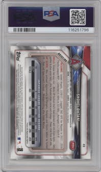 Shohei Ohtani from the 2018 Bowman set graded by PSA and given an overall grade of 9.