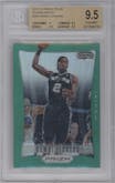 Kawhi Leonard from the 2012-13 Panini Prizm set featuring a Green Prizm parallel graded by Beckett and given an overall grade of 9.5.