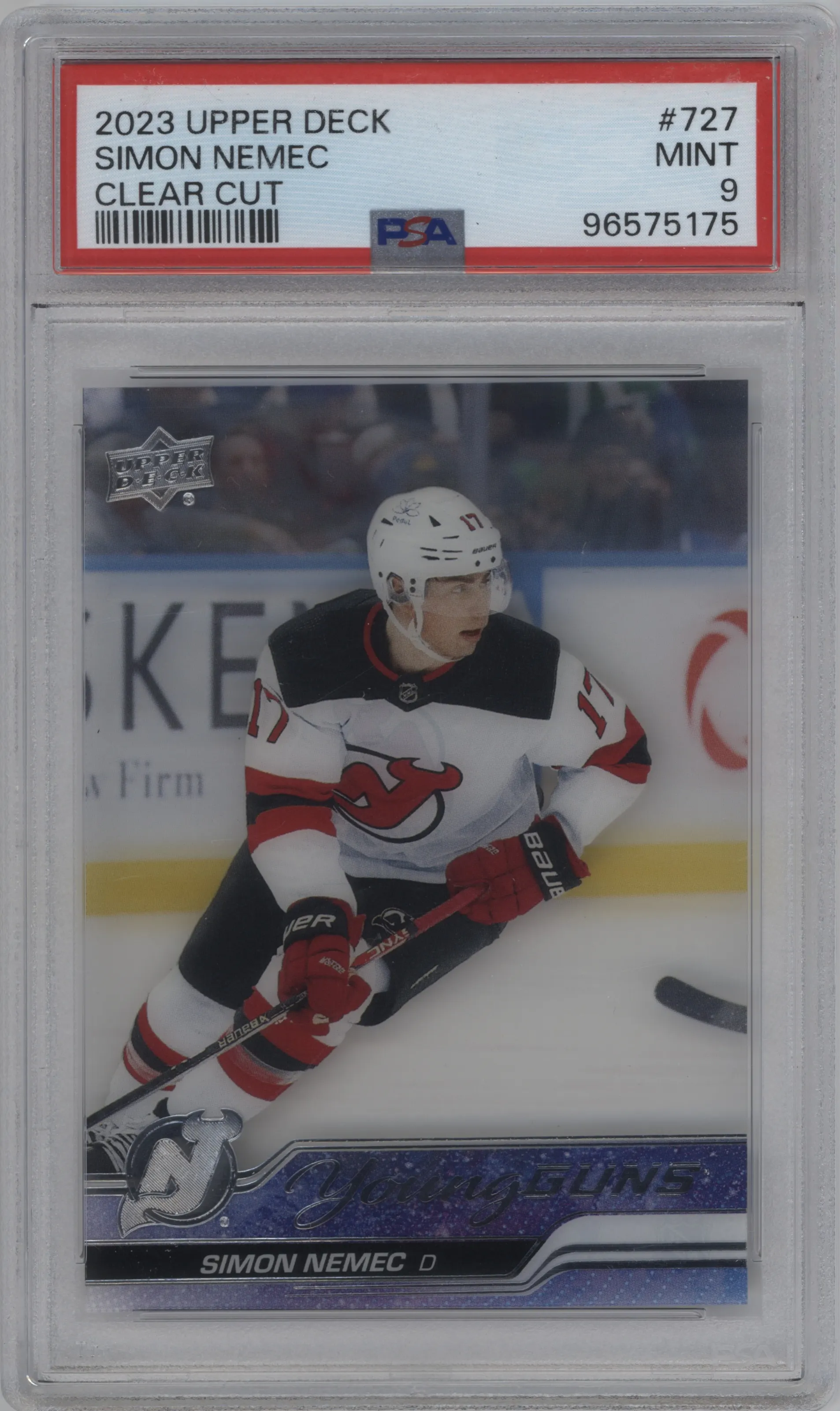 2023 Upper Deck Extended Series Young Guns Simon Nemec Clear Cut PSA 9