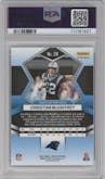 Christian McCaffrey from the 2022 Panini Mosaic set featuring a Genesis parallel graded by PSA and given an overall grade of 9.