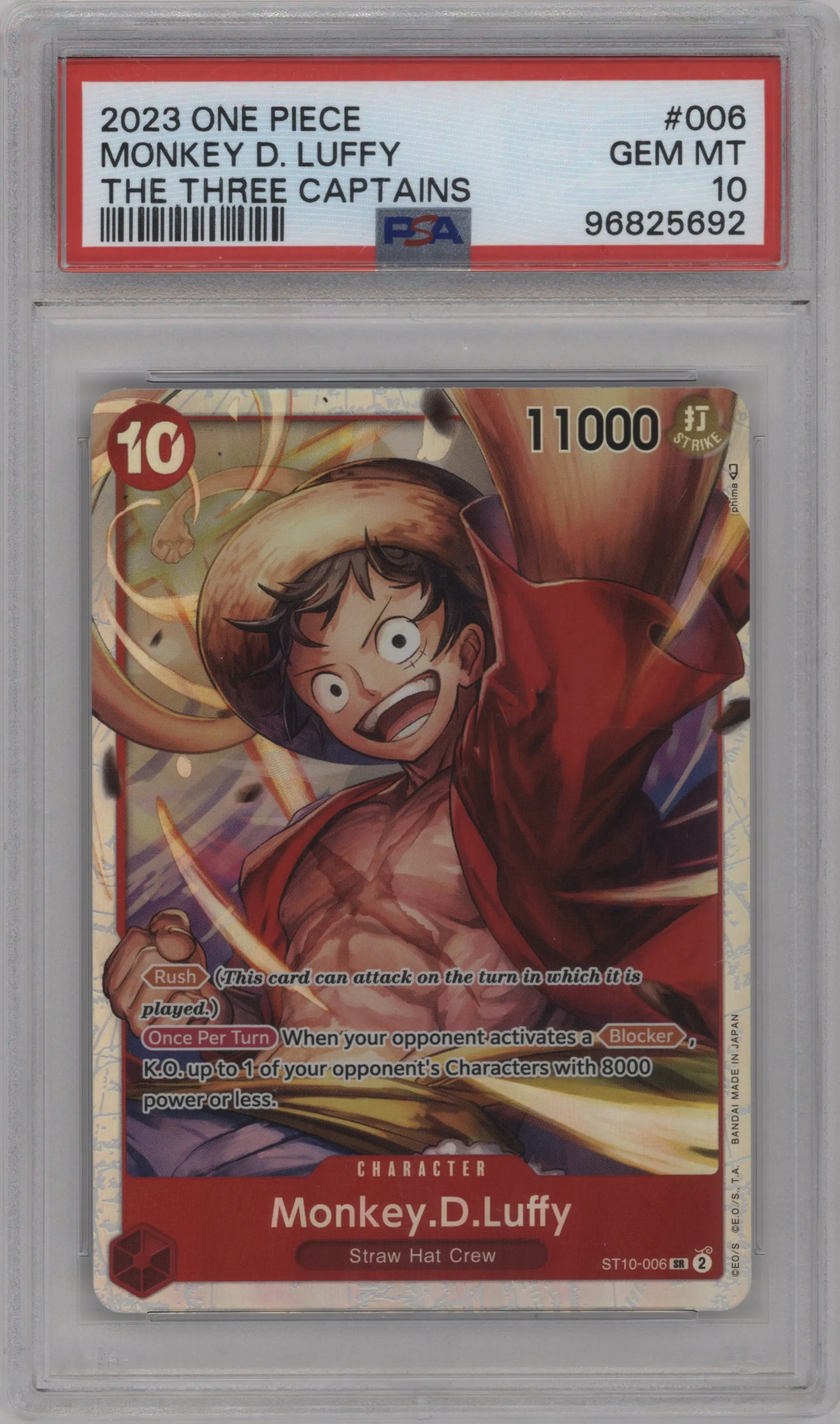 2023 One Piece The Three Captains Monkey.D.Luffy PSA 10