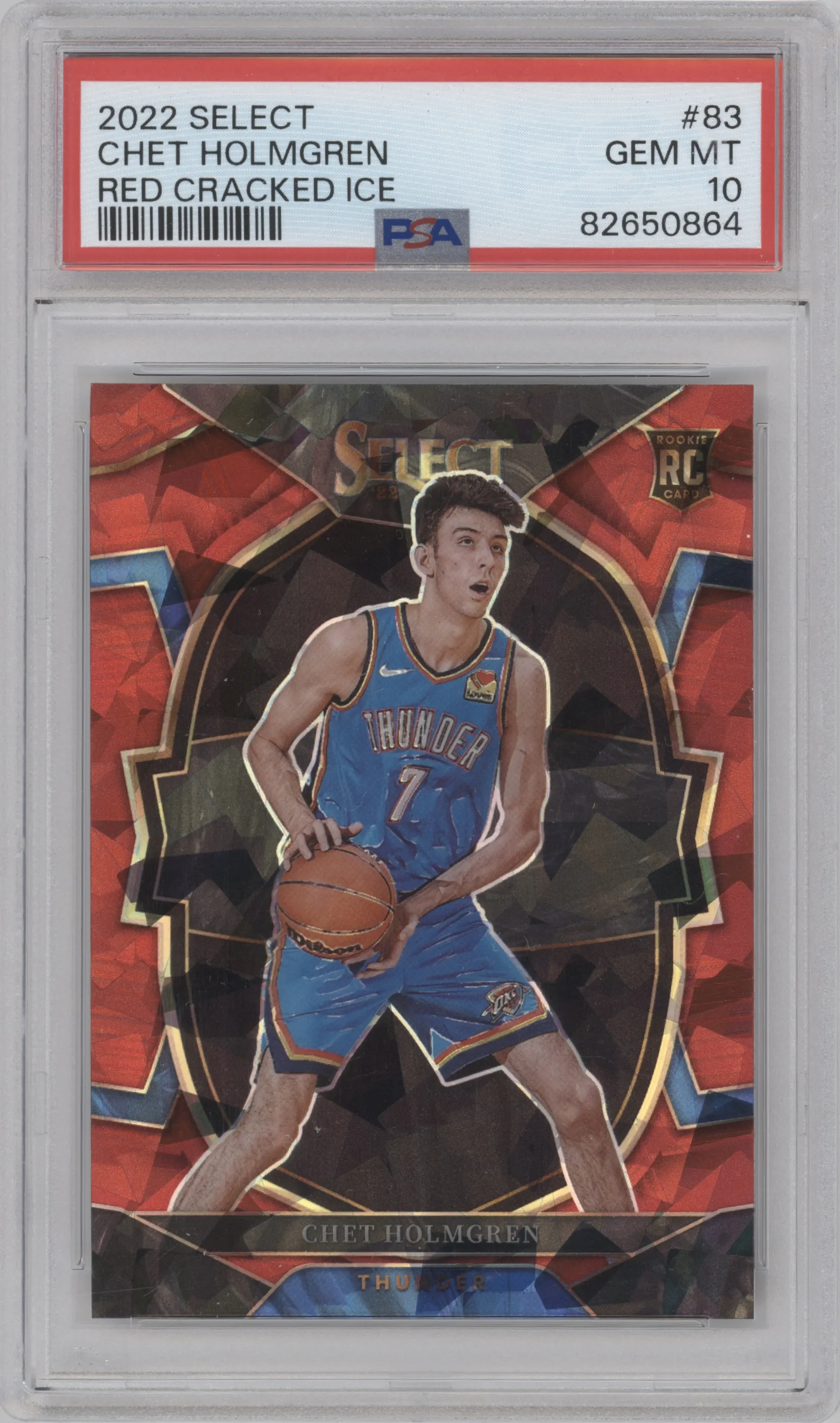 2022 Panini Select Chet Holmgren Red Cracked Ice #83 PSA 10