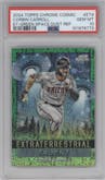Corbin Carroll from the 2024 Topps Cosmic Chrome set featuring a Green Space Dust Refractor parallel graded by PSA and given an overall grade of 10.