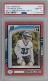 Cooper DeJean from the 2024 Donruss set featuring a Red Wave parallel graded by PSA and given an overall grade of 10.