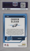 Cooper DeJean from the 2024 Donruss set featuring a Red Wave parallel graded by PSA and given an overall grade of 10.