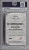Michael Penix Jr. from the 2023 Bowman University's Best  set featuring a Honor Roll parallel graded by PSA and given an overall grade of 8.