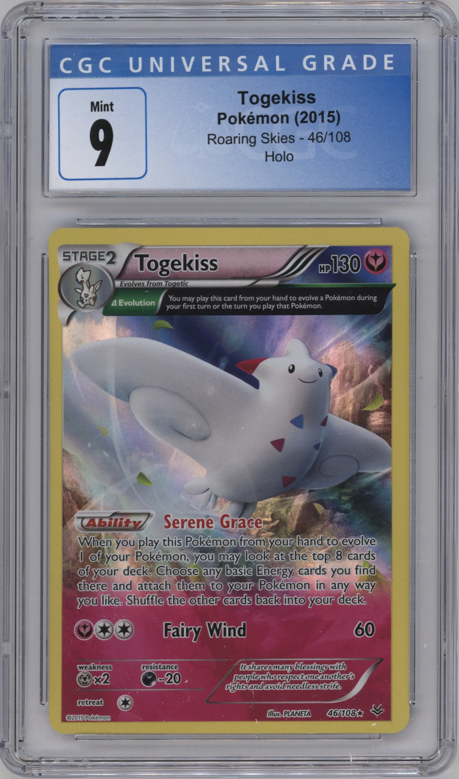 2015 Pokemon XY Roaring Skies Togekiss #46 CGC 9