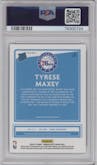 Tyrese Maxey from the 2020-21 Panini Donruss Optic set featuring a Blue Velocity  parallel graded by PSA and given an overall grade of 10.