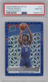 Tyrese Maxey from the 2020-21 Panini Donruss Optic set featuring a Blue Velocity  parallel graded by PSA and given an overall grade of 10.
