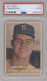 Don Drysdale  from the 1957 Topps set graded by PSA and given an overall grade of 2.