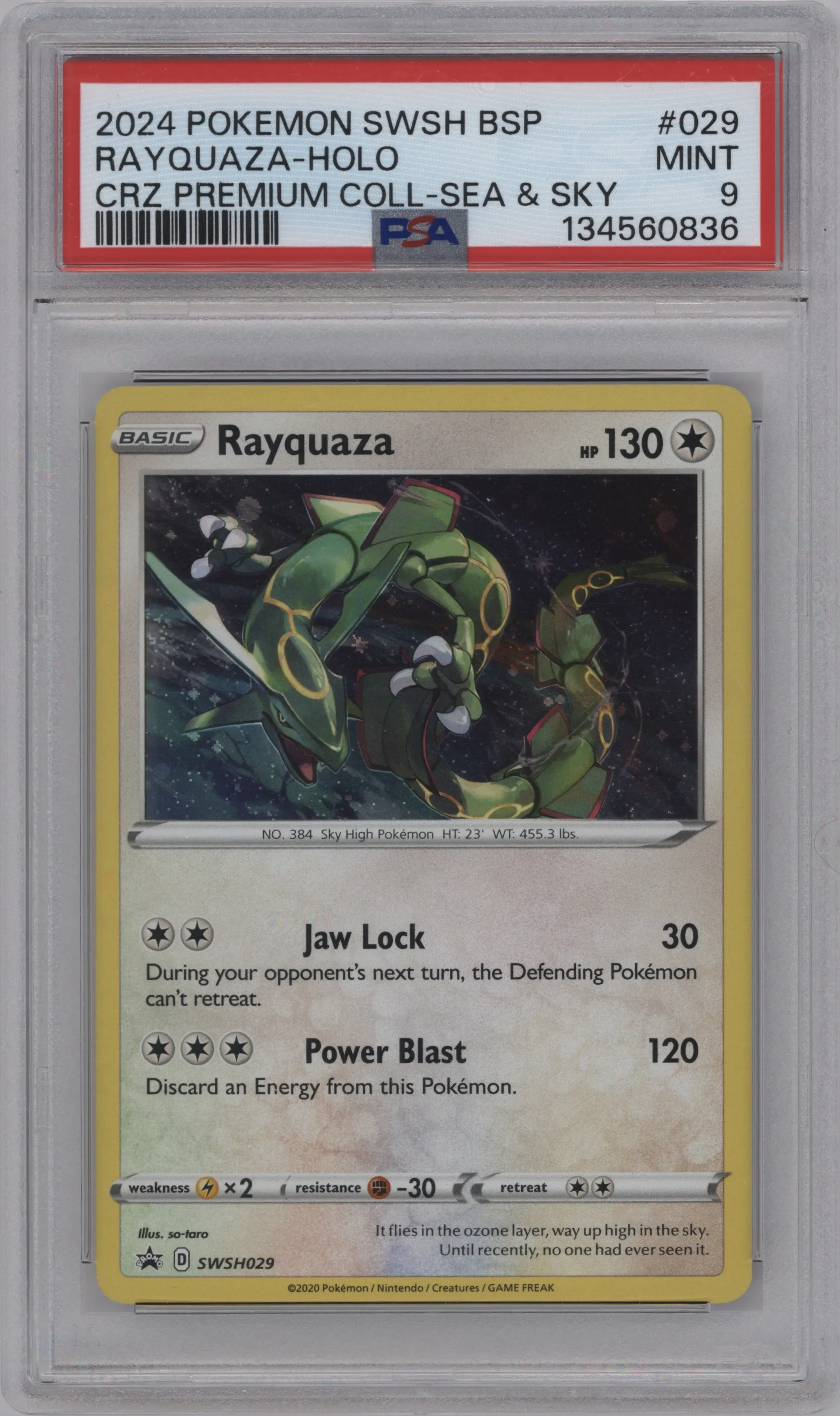 2020 Pokemon SWSH Rayquaza 2024 Crown Zenith Premium Collection Sea & Sky PSA 9