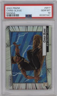 Chris Olave from the 2022 Panini Prizm set graded by PSA and given an overall grade of 10.