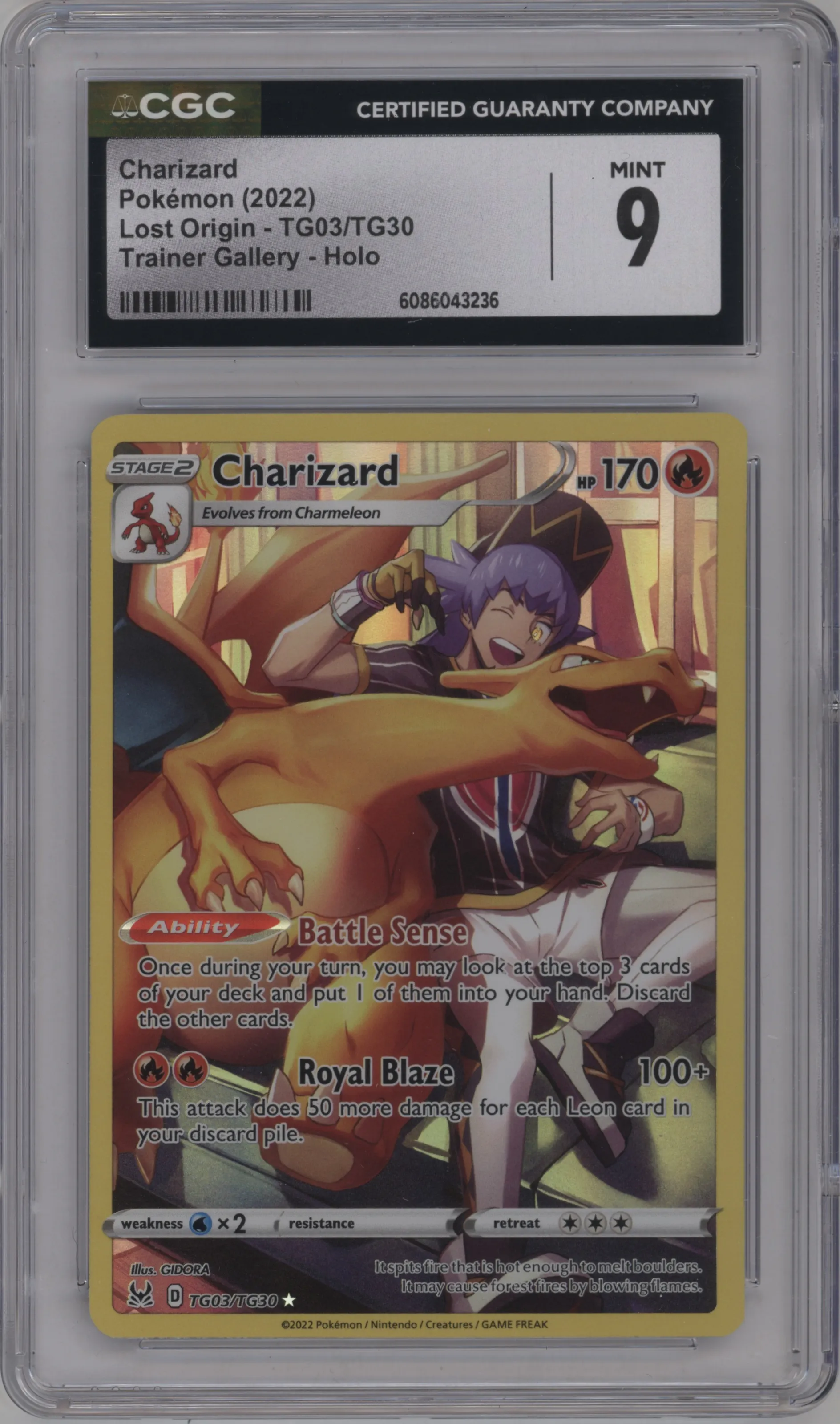 2022 Pokemon SWSH Lost Origin TG Charizard #TG03 CGC 9