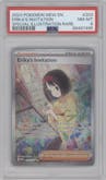 Erika's Invitation from the 2023 Pokemon SV set graded by PSA and given an overall grade of 8.