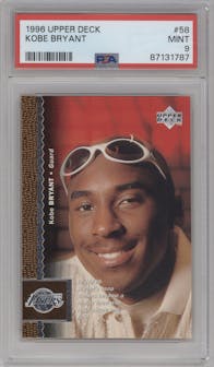Kobe Bryant from the 1996-97 Upper Deck set graded by PSA and given an overall grade of 9.