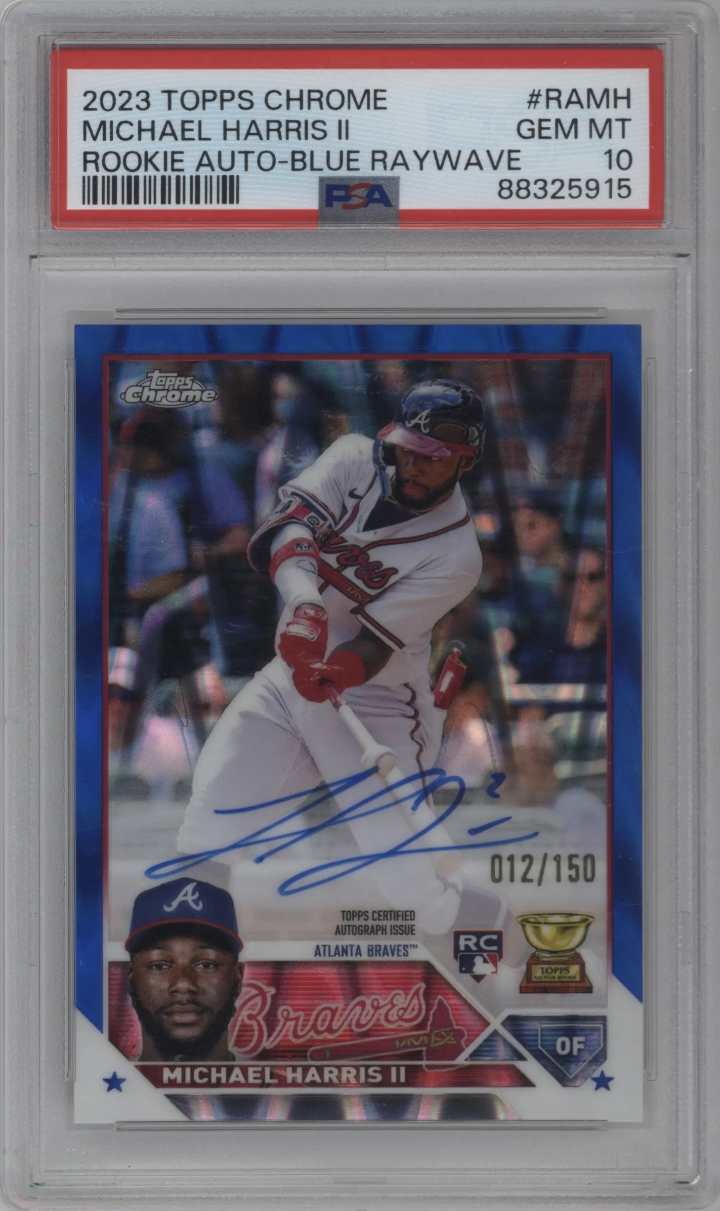 2023 Topps Chrome Rke.Auto Michael Harris II Blue RayWave Refractor #RA-MH PSA 10