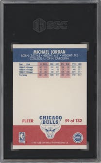Michael Jordan from the 1987-88 Fleer set graded by SGC and given an overall grade of 8.5.